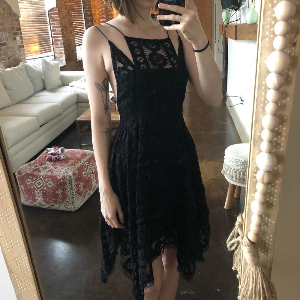 Free People Black Lace Dress Low Back
